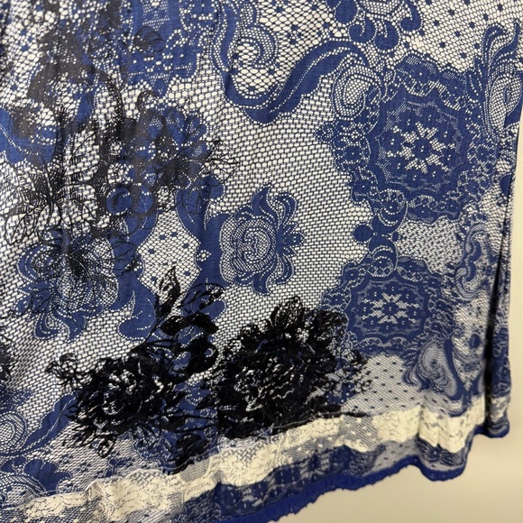 Desigual Blue Lace Print Cap Sleeve Dress Boho Core Y2K Festival M - Picture 3 of 5